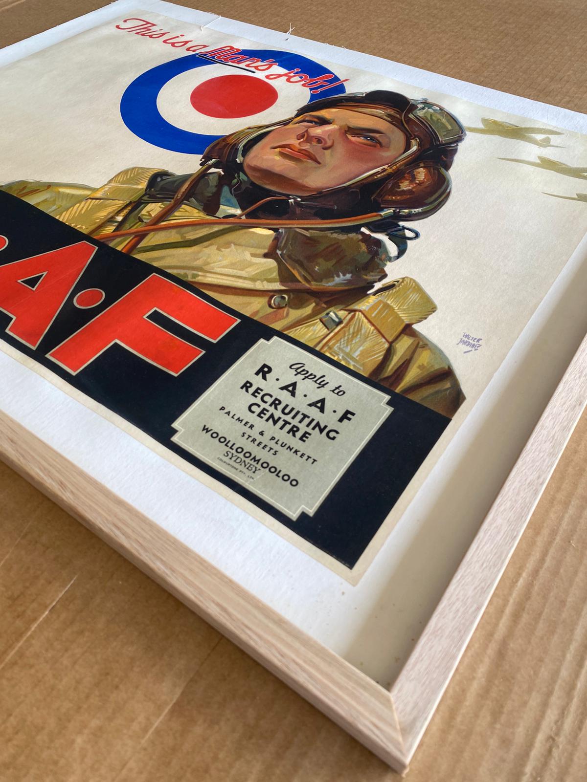 A vintage RAAF recruiting poster in a hand finished timber frame